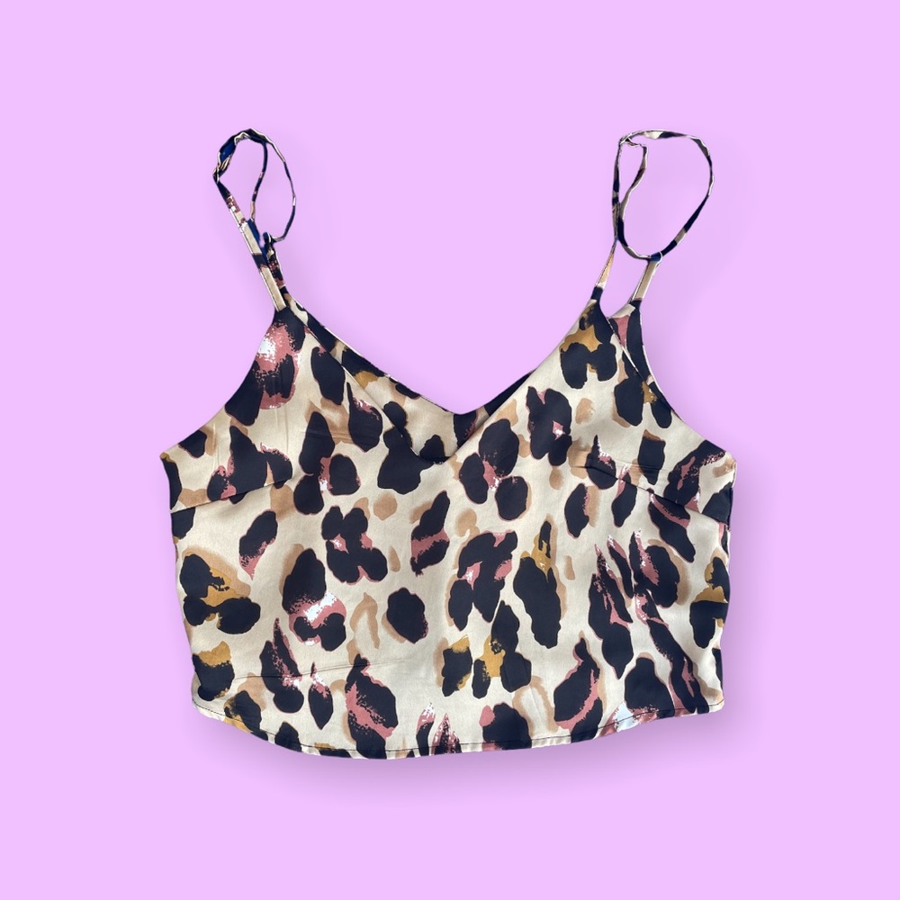 Zebra satin crop tank